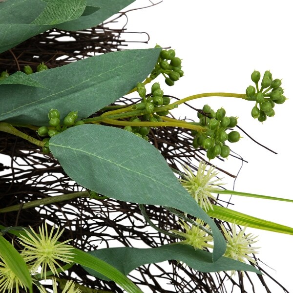 Olive Leaf and Floral Twig Spring Wreath