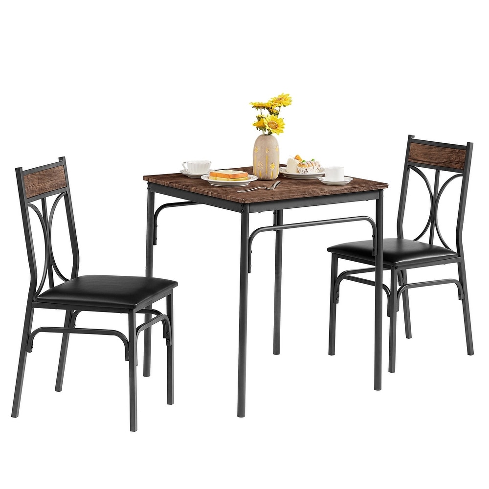 VECELO Bistro Kitchen Dining Table and Dining Chair Set of 2 or 4 (3PCS/5PCS)