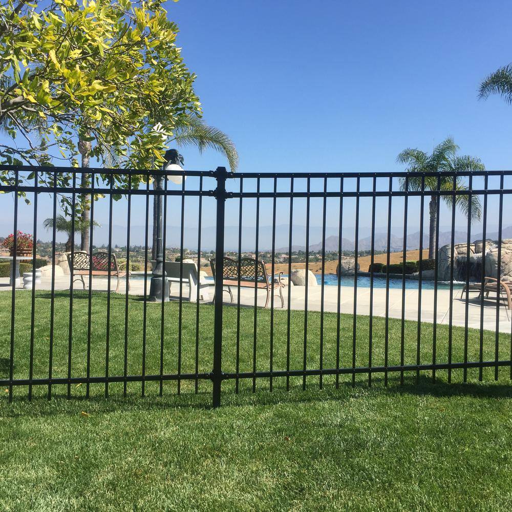 US Door and Fence Pro Series 4.84 ft. H x 7.67 ft. W Black Steel Adjustable Fence Panel FHF3R92X58US