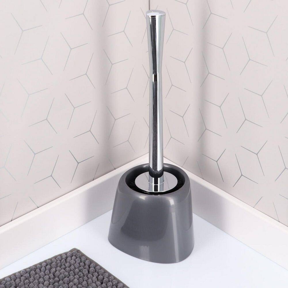 Bath Free Standing Toilet Bowl Brush with Holder Grey 6618180