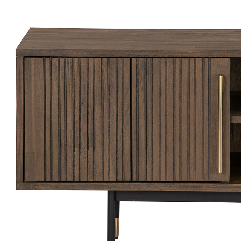 HAMILTON Entertainment TV Unit Solid Acacia Wood 200cm - Toffee Colour