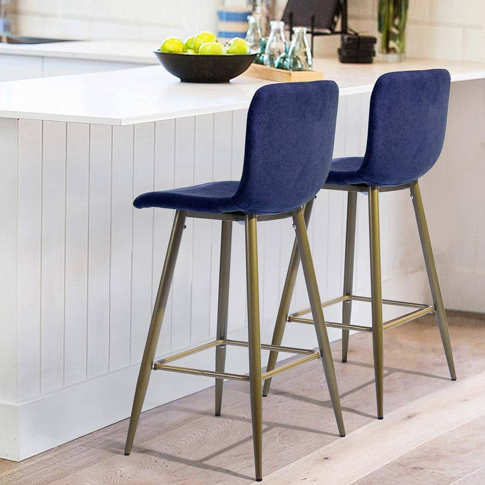 Homy Casa Scargill 26 in. Blue Upholstered Metal Frame Counter Stool with Fabric Seat(Set of 2) SCARGILL COUNTER BAR DARK BLUE