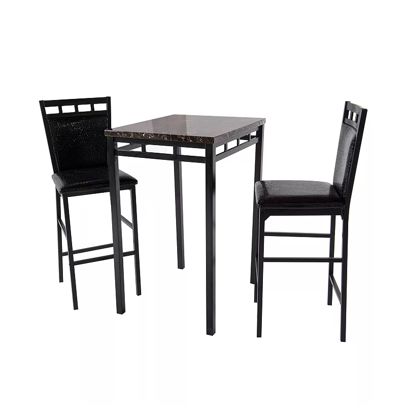 Home Source Amber Bistro Table and Counter Stool 3-piece Set