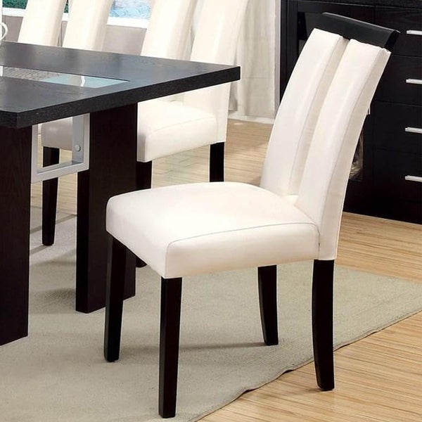 Topcraft Set of 2 Black and White Leatherette Dining Room Chairs