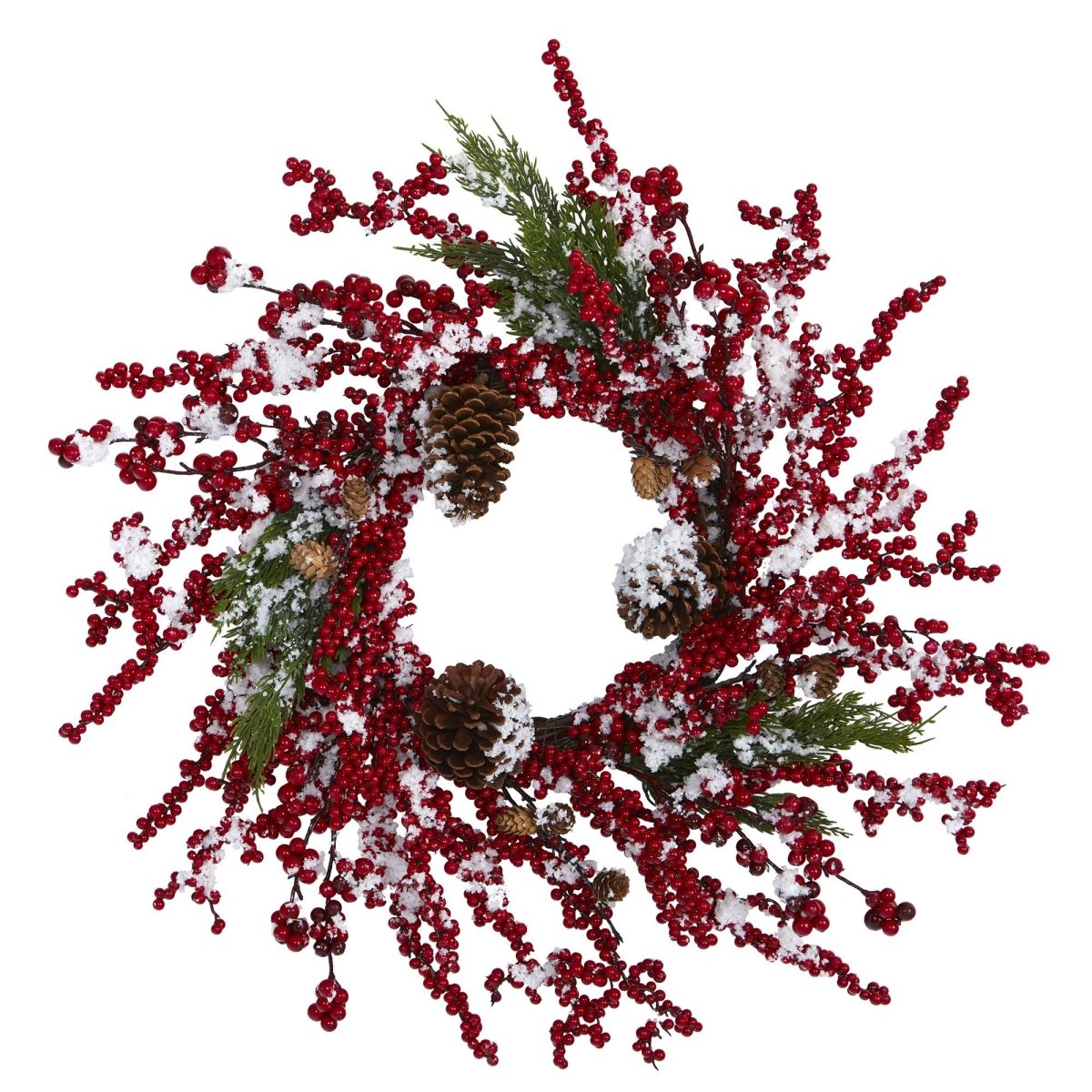 24'' Frosted Cypress Artificial Wreath with Berries & Pine Cones