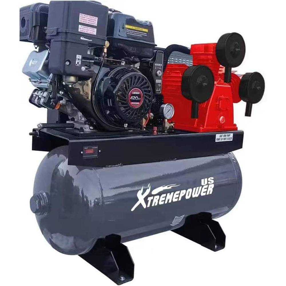 XtremepowerUS 30 Gal. 125 PSI Maximum Pressure Heavy-Duty 13HP Gas Engine Piston Air Compressor Cylinder Mount Truck 65150