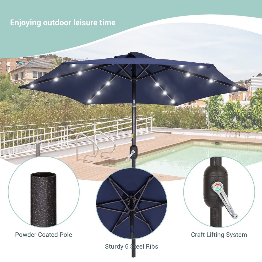 Bonosuki 7.5Ft LED Patio Market Umbrella Outdoor Table Umbrella