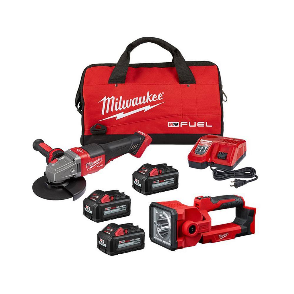 MW M18 FUEL 18V Lithium-Ion Brushless Cordless 4-12 in.6 in. Grinder Kit with LED Search Light  (3) 6.0Ah Batteries 2980-21-2354-20-48-11-1862