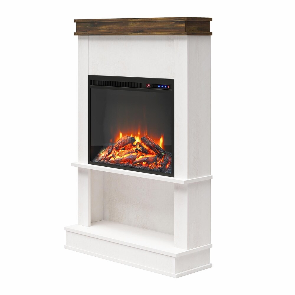 Ameriwood Home Melwood Electric Fireplace with Mantel   Open Shelf