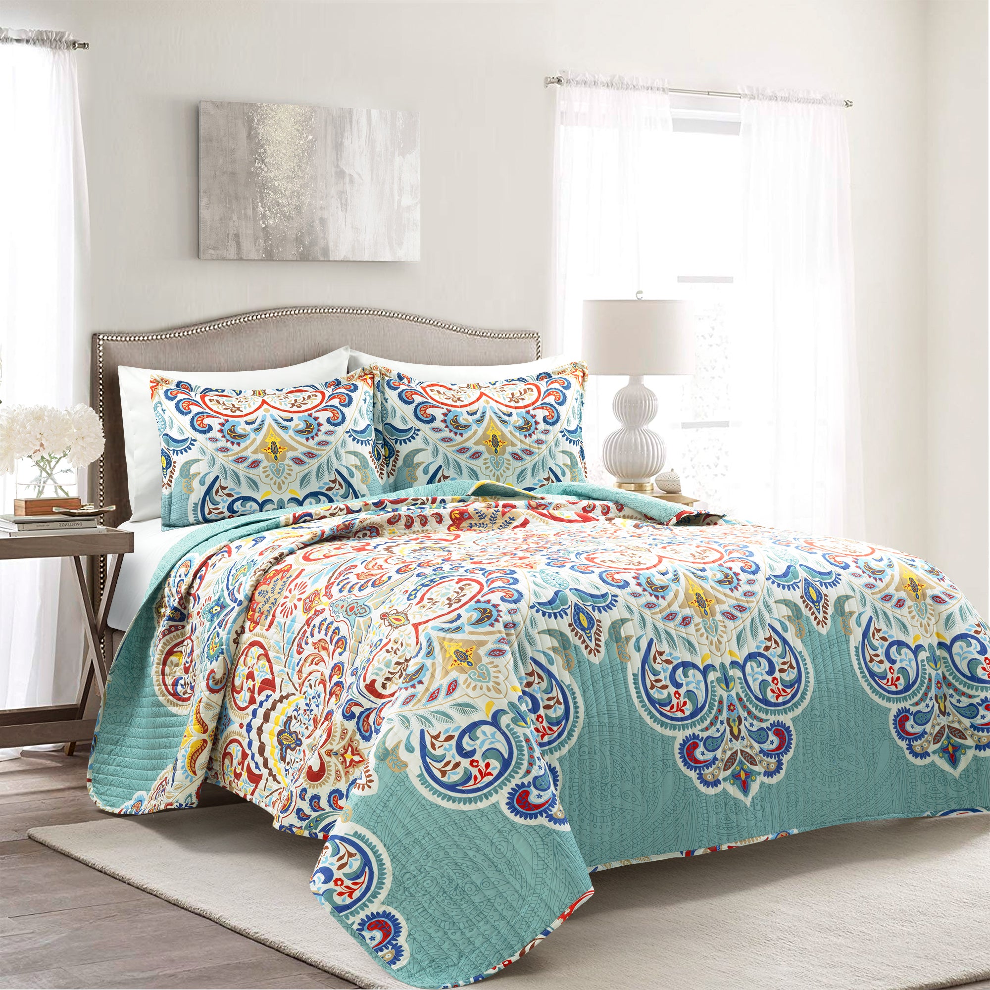 Bedding Bundle: Emma Faux Fur Comforter Set + Boho Chic Quilt Set