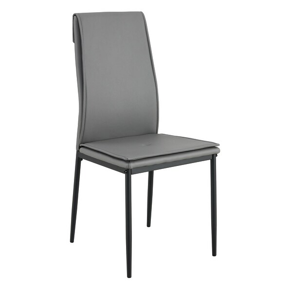 4 Pieces Leather Upholstered Dining Chairs with Metal Legs