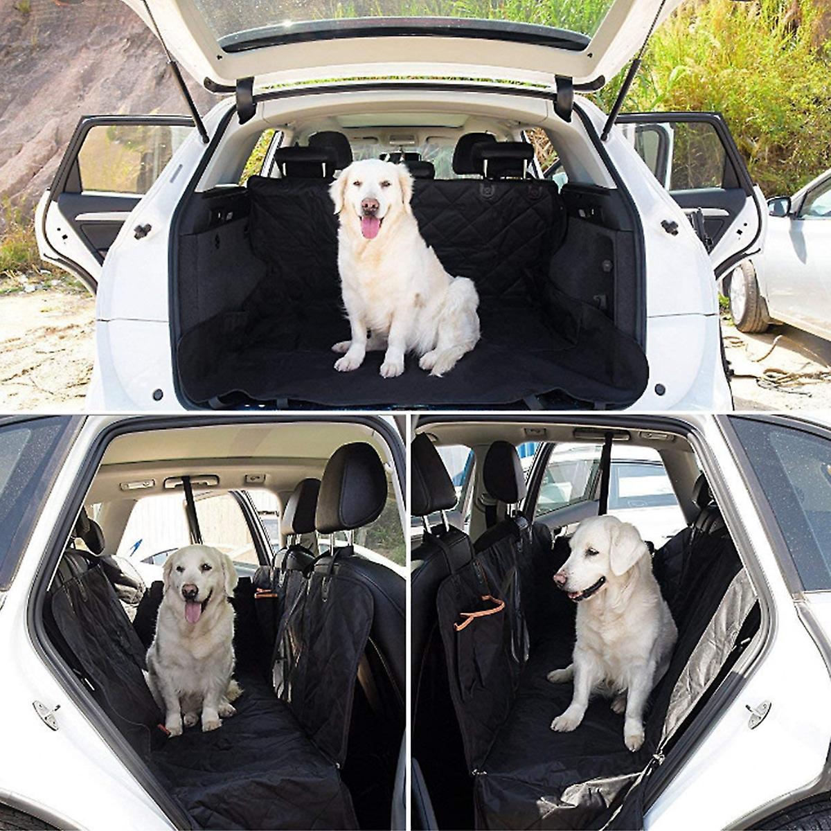 Non-slip Waterproof Dog Car Back Seat Cover Scratch Proof Pet Protector Hammock With Mesh Window And 2 Storage Bags