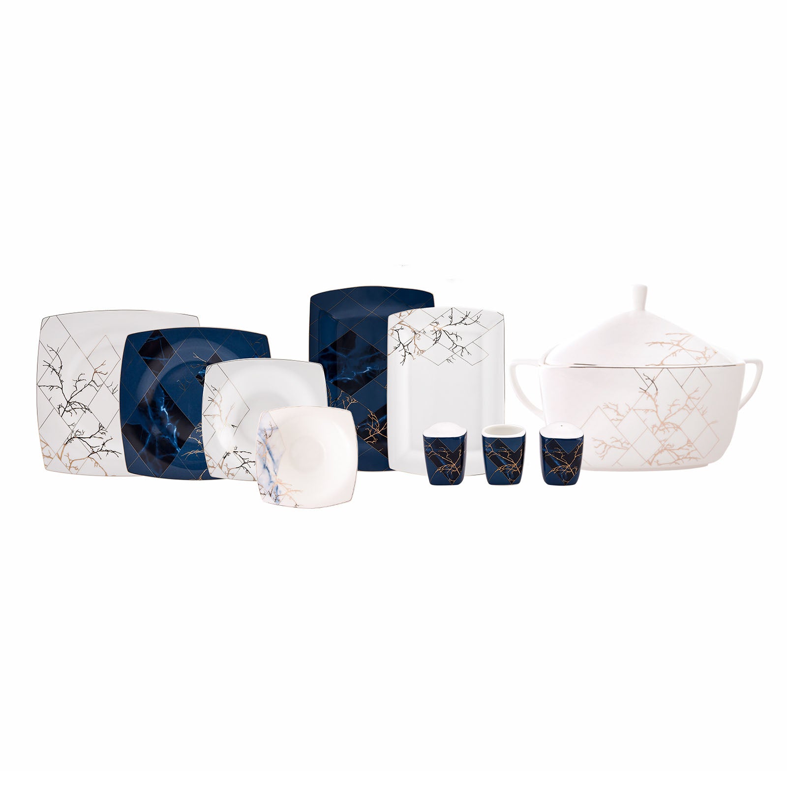 Karaca Fine Pearl Midnight 62 Pieces Pearl Dinner Set For 12 People Square 153.03.07.7224