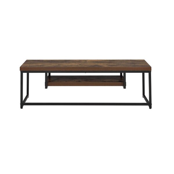 47 inch Industrial Oak Top TV Stand with Metal Sled Base and Storage Space