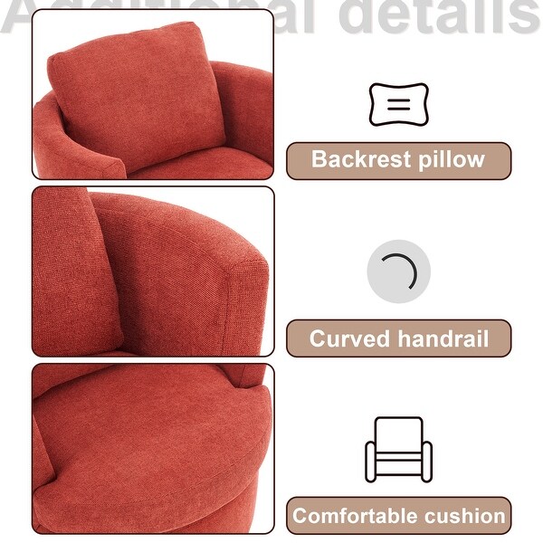 Swivel Barrel Chair，Comfy Round Accent Sofa Chair for Living Room，360 Degree Swivel Barrel Club Chair