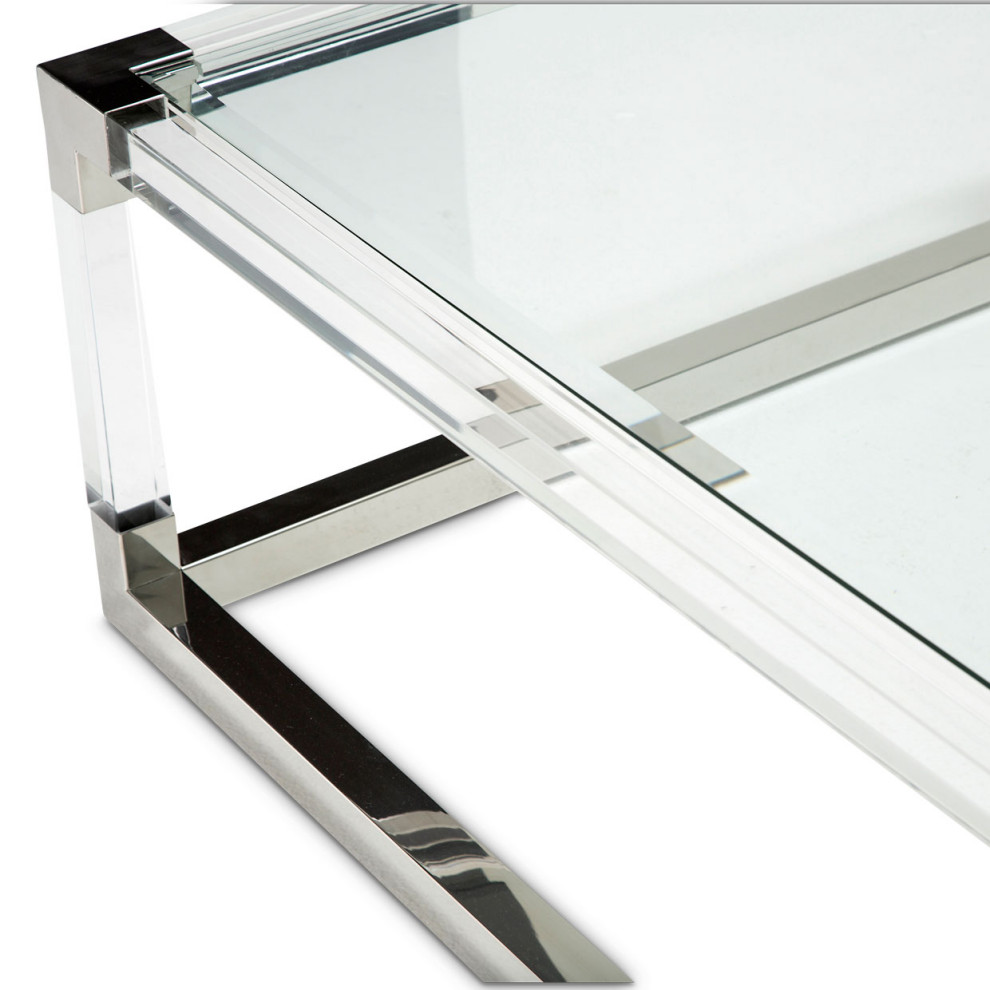 State St. Rectangular Cocktail Table   Glass/Stainless Steel   Contemporary   Coffee Tables   by HedgeApple  Houzz