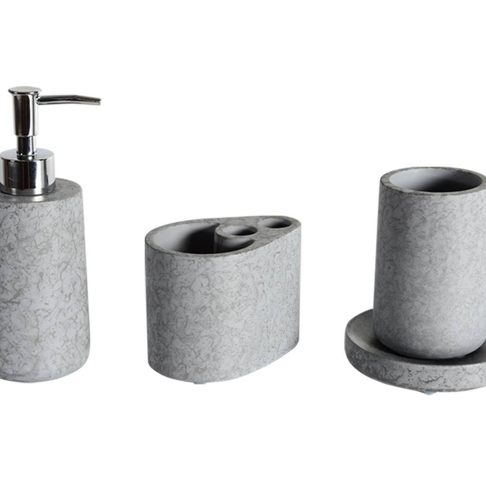 Amucolo 4-Piece Bathroom Accessories Set in Cement Grey Glem-CYW1-6692