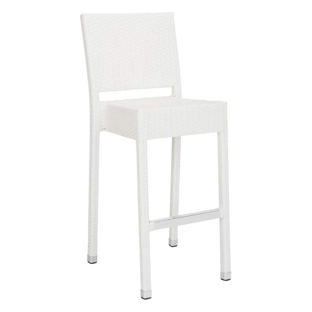 SAFAVIEH Bethel White Wicker Outdoor Bar Stool FOX5201C