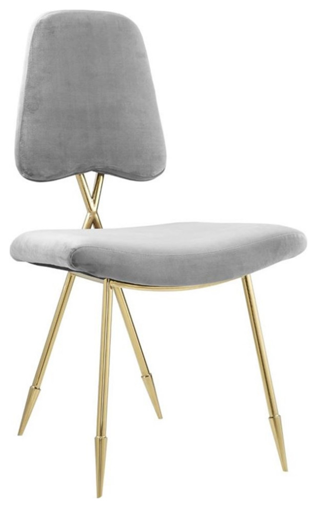 Pemberly Row 19 quotModern Velvet Dining Side Chair in Gray (Set of 2)   Midcentury   Dining Chairs   by Homesquare  Houzz