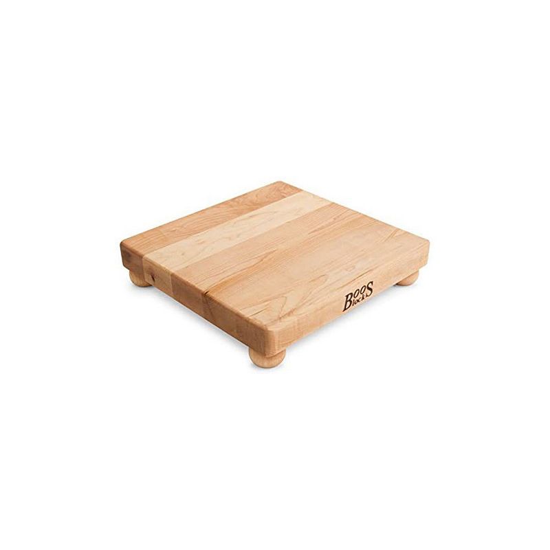 John Boos 12 Inch Wide Flat Edge Grain Cutting Board with Feet， Maple Wood Grain