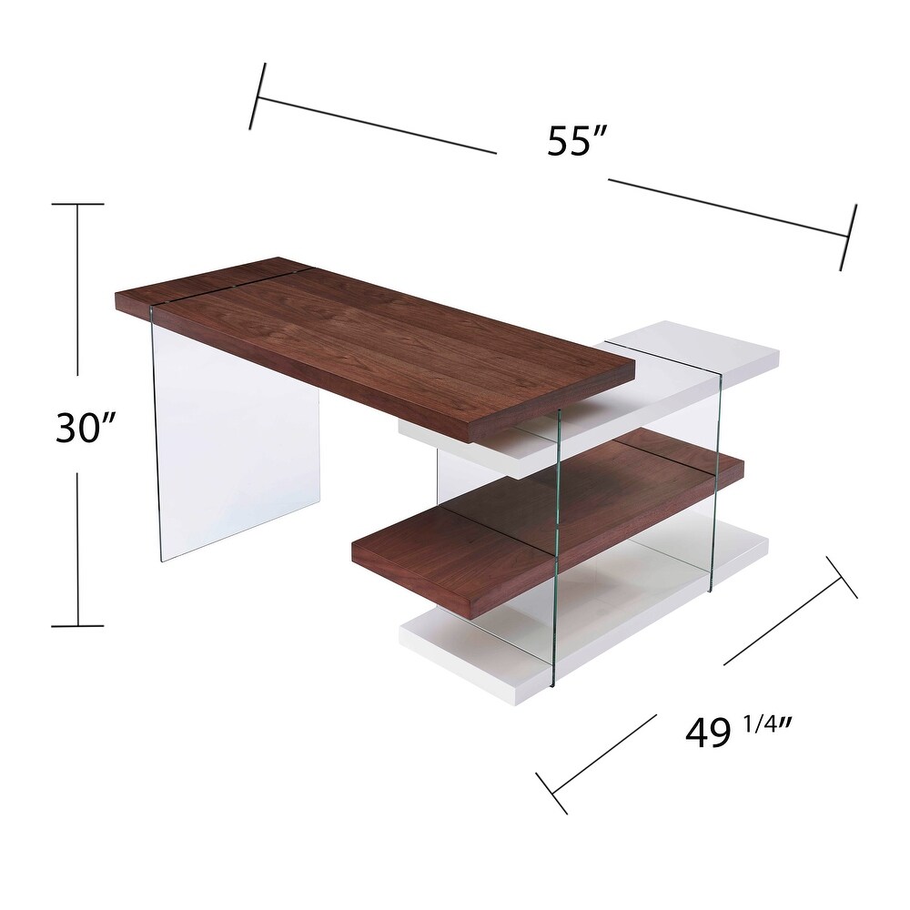 SEI Furniture Inglis Contemporary Brown Wooden L Shaped Desk