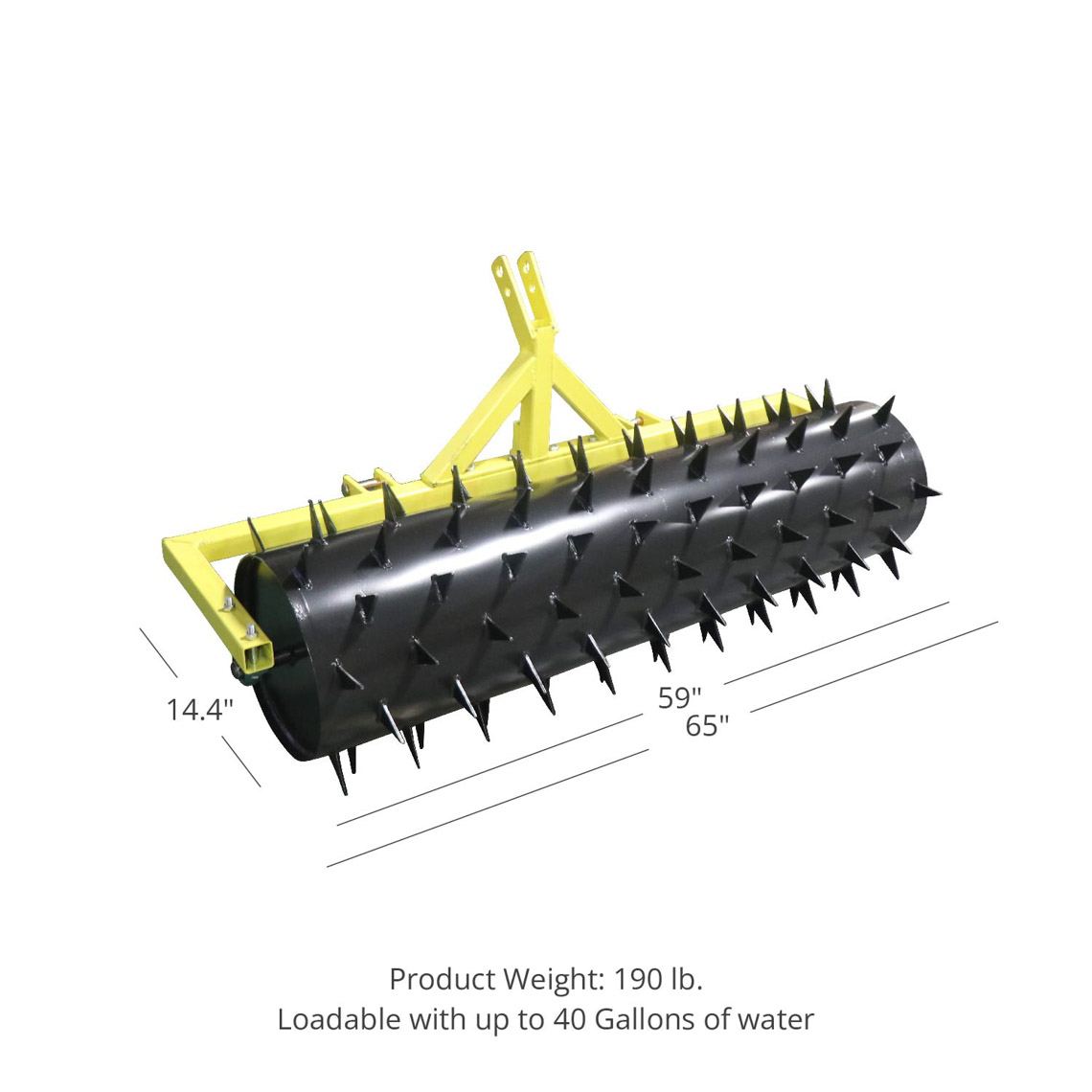 Titan Attachments 5 FT Drum Spike Aerator Category 1 and 2， 3 Point