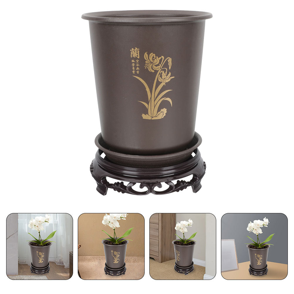 NICEXMAS 1 Set of Plastic Flowerpot Gardening Flowerpot Flower Orchid Nursery Pot with Base