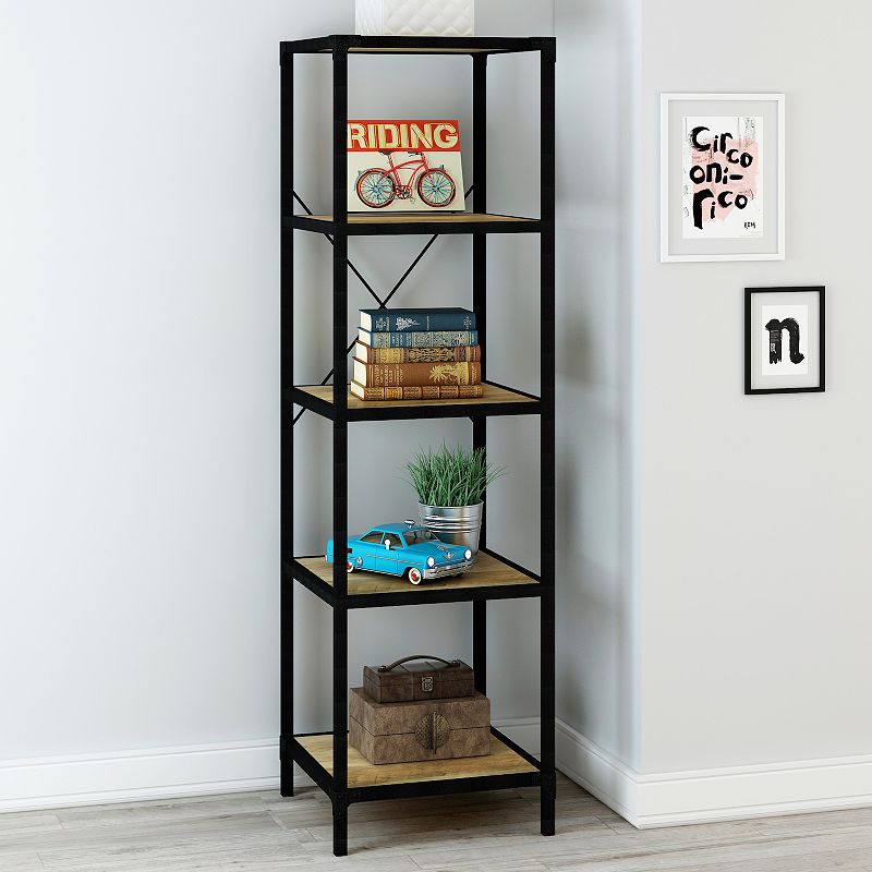 eHemco 5 Tier Rustic Corner Storage Shelf Rack