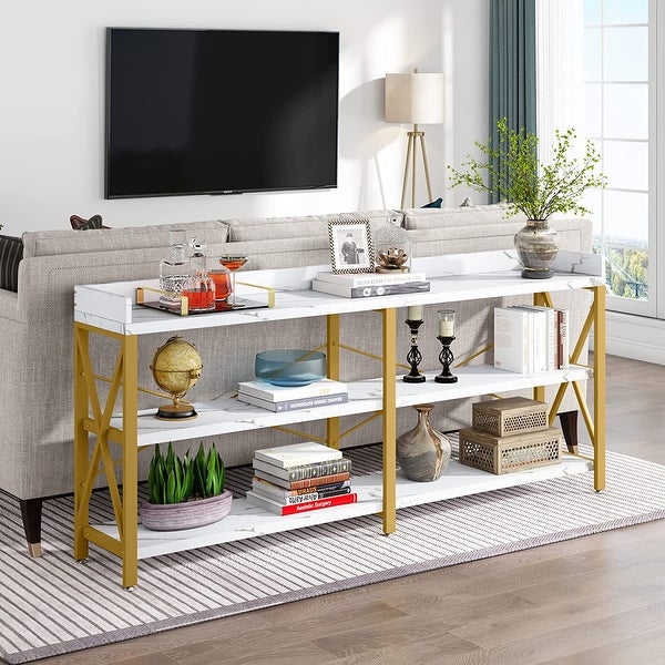 Extra Long Console Table， Narrow Sofa Table Behind Couch