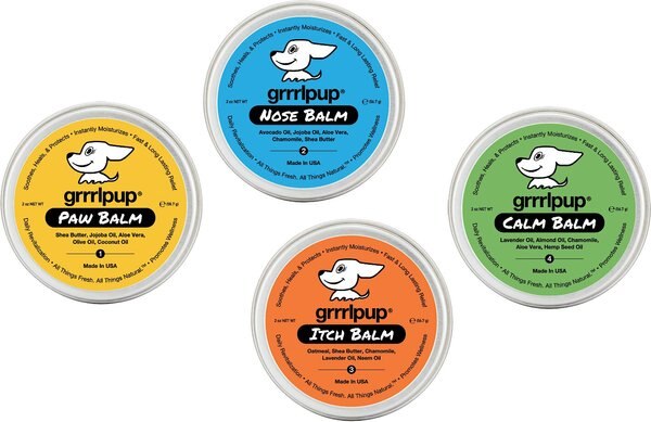 Grrrlpup Paw， Nose， Itch and Calm Dog Balm Set， 4 count， 2-oz bottle