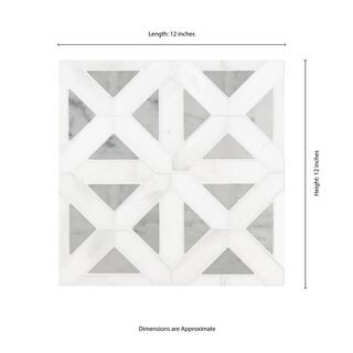 MSI Bianco Dolomite Geometrica 12 in. x 12 in. x 10 mm Polished Marble Mosaic Tile (10 sq. ft.  case) BIANDOL-GEOP