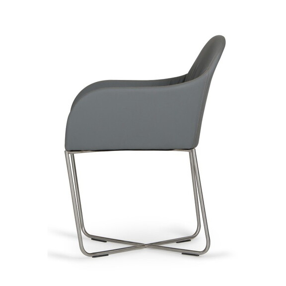 Modrest Sweeny Modern Grey Leatherette Arm Dining ...