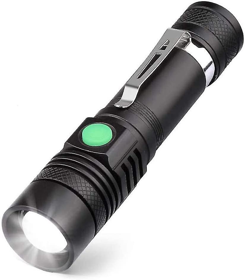 Usb Rechargeable Led Flashlight，600 Lumens，ip65 Waterproof，4 Light Modes，zoomable(battery Included)