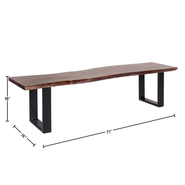 Jessore Handmade Live Edge Acacia Wood and Iron Dining Bench