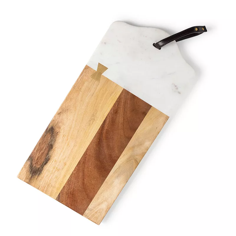 GAURI KOHLI Darvaza White Marble and Wood Cutting Board - Large