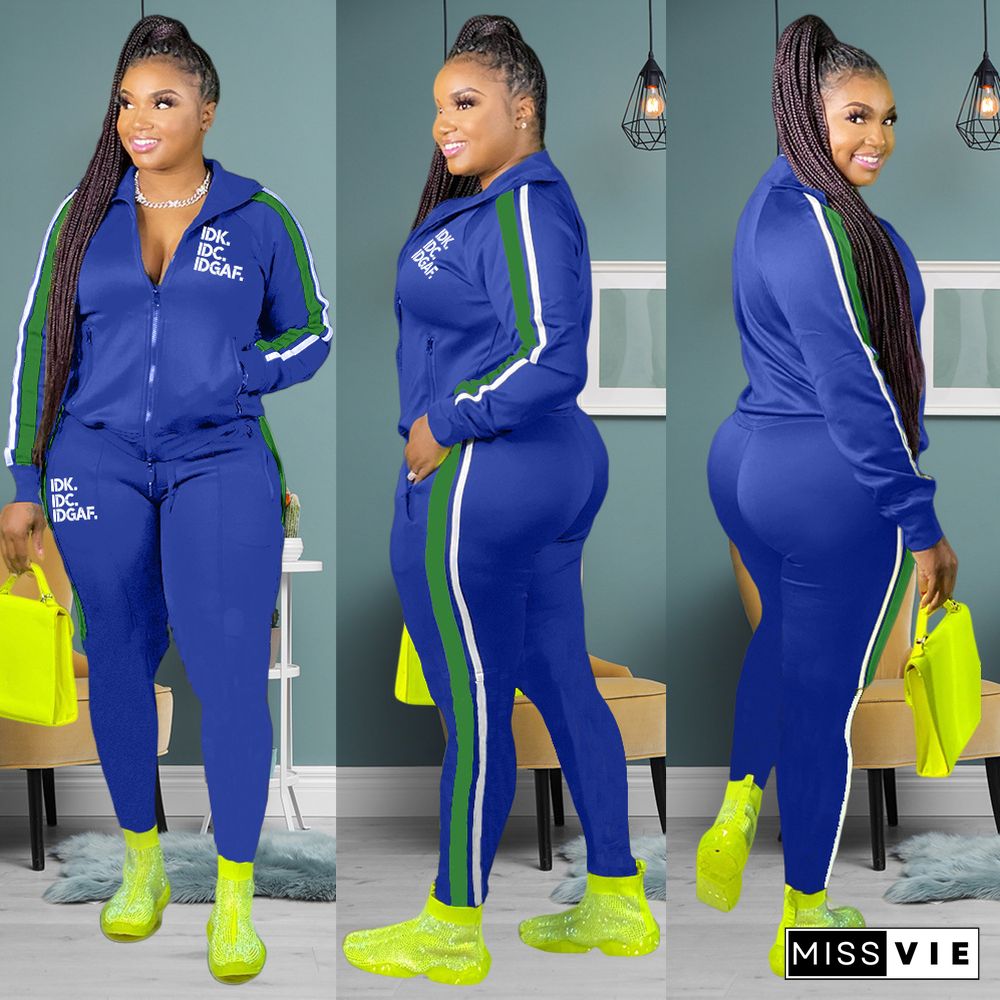 Long Sleeve Zipper Jackets and Pants Tracksuits