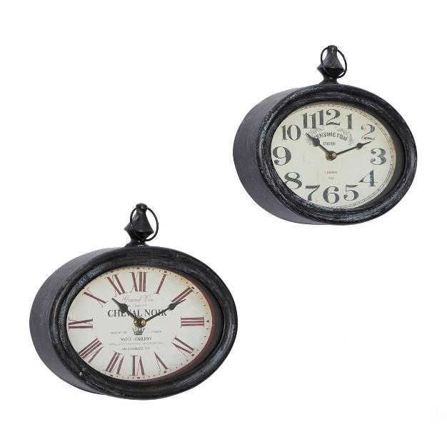 Set Of 2 Metal Pocket Watch Style Wall Clocks Cream Olivia amp May