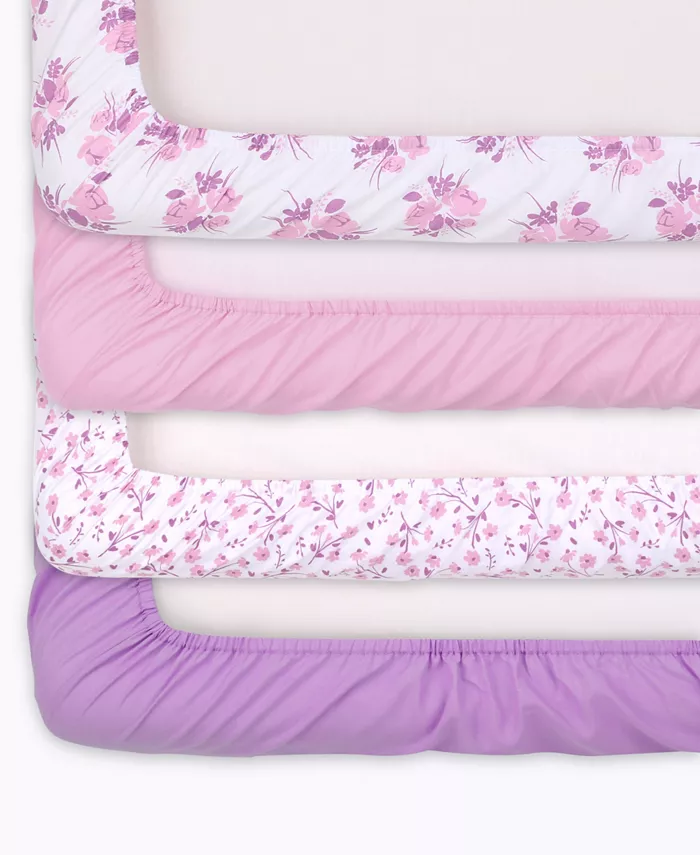 The Peanutshell Floral 4 Pack Crib Fitted Sheet Set