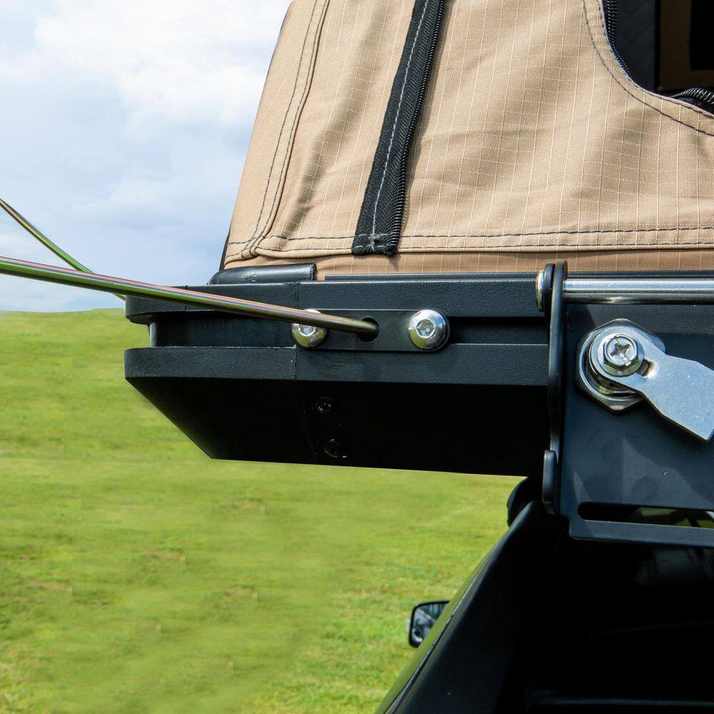 2-People Triangle Black Hard Shell Aluminum Car Roof Tent Beige S01CUU340