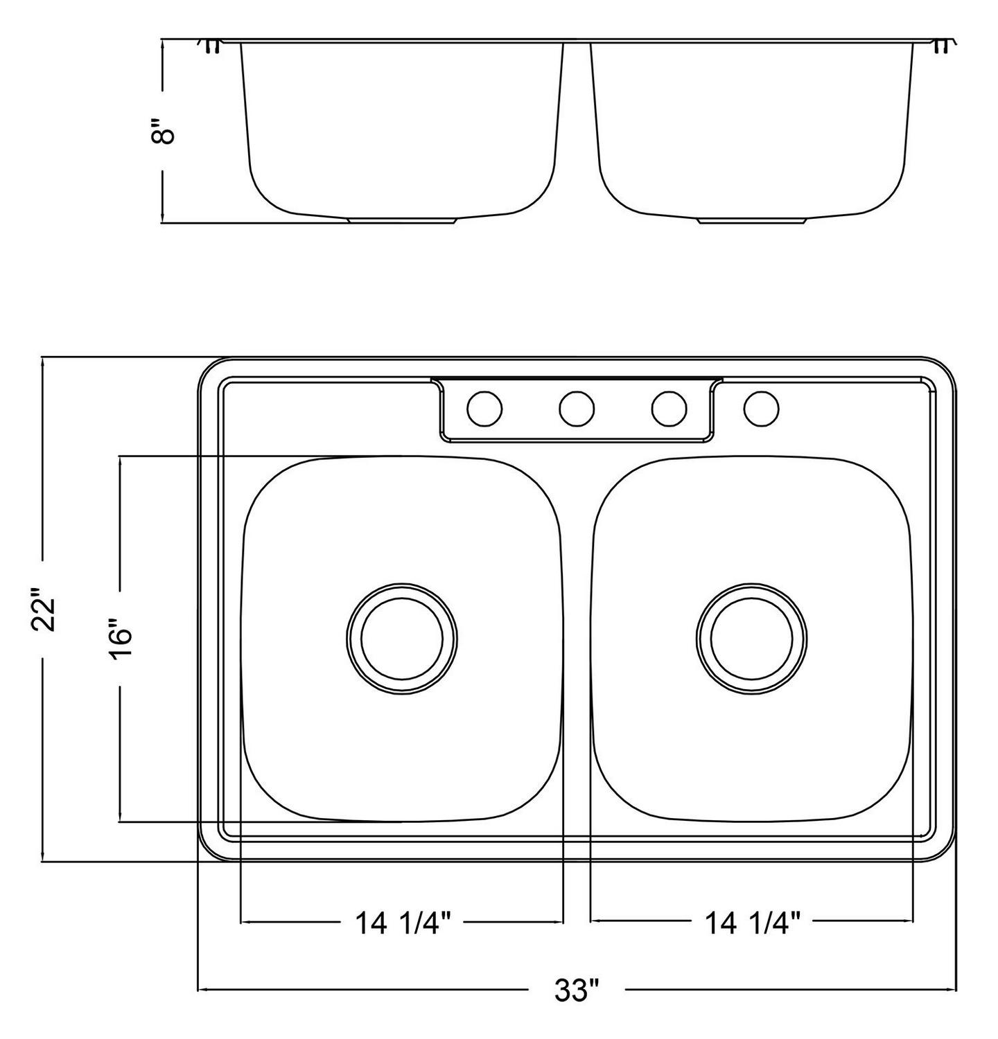 Magnus Sinks 33-in x 22-in 20 Gauge Stainless Steel Double Bowl Kitchen Sink