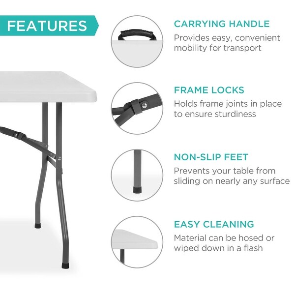 Portable Folding Plastic Dining Table w/ Handle，Lock