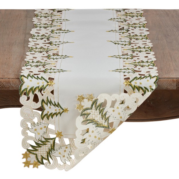 Saro Lifestyle Nostalgic Holiday Christmas Tree Table Runner