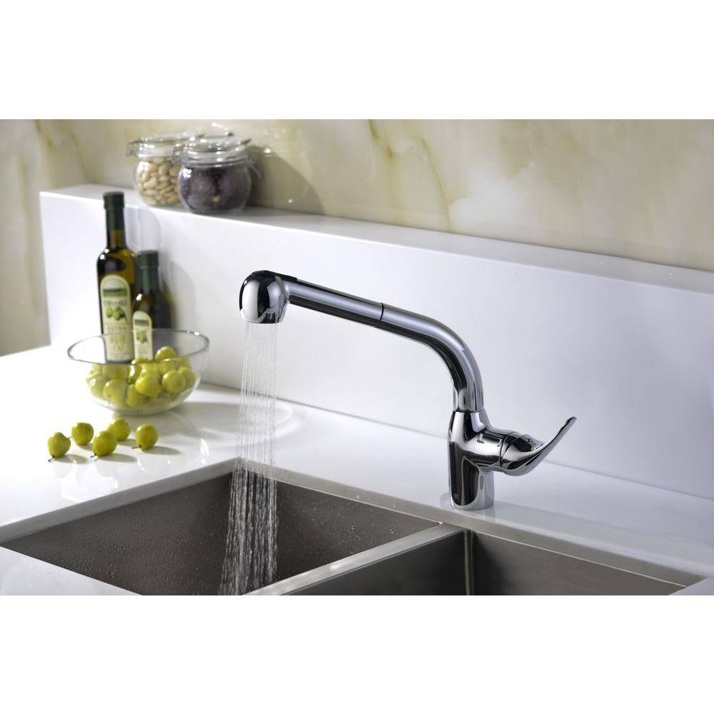 ANZZI Harbour Single-Handle Pull-Out Sprayer Kitchen Faucet in Polished Chrome KF-AZ040