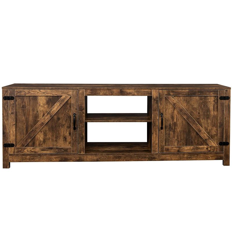 FC Design Farmhouse TV Stand，  Wood Entertainment Center Media Console with Storage