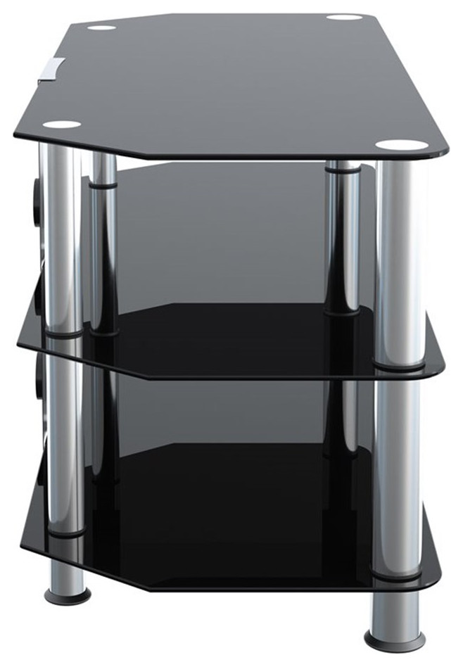 AVF Steel Glass TV Stand with Cable Management for up to 50 quotTVs in Black/Chrome   Contemporary   Entertainment Centers And Tv Stands   by Homesquare  Houzz