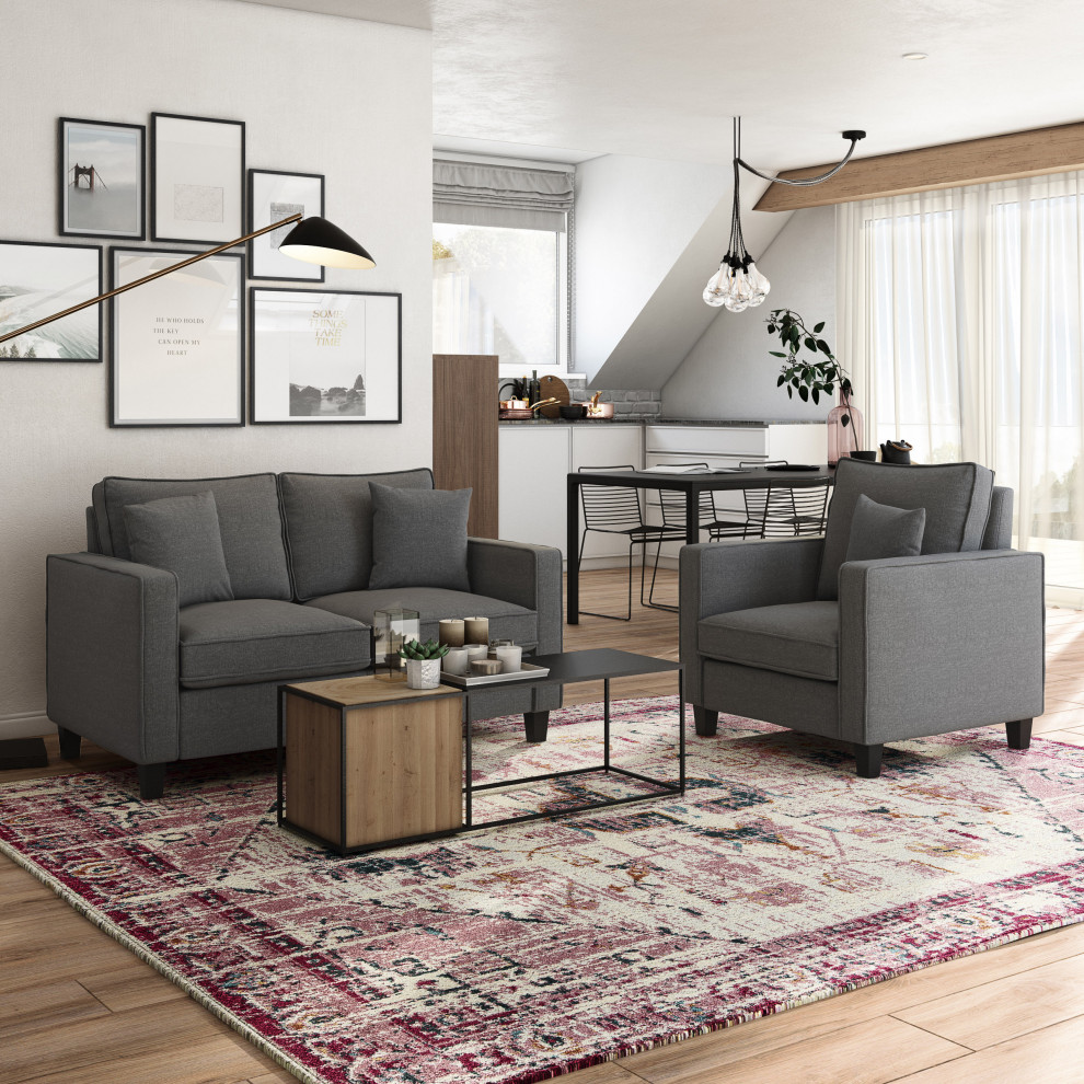 CorLiving Georgia Fabric Loveseat Sofa and Accent Chair Set 2pcs   Transitional   Living Room Furniture Sets   by CorLiving Distribution LLC  Houzz