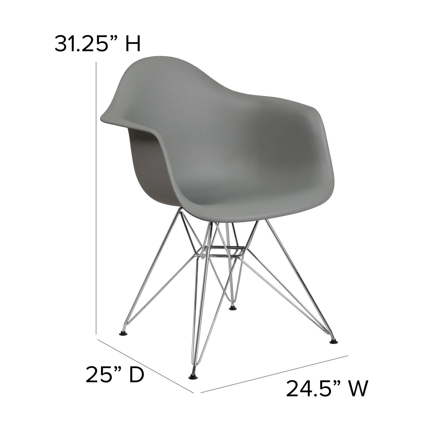 Flash Furniture Alonza Series Moss Gray Plastic Chair with Chrome Base