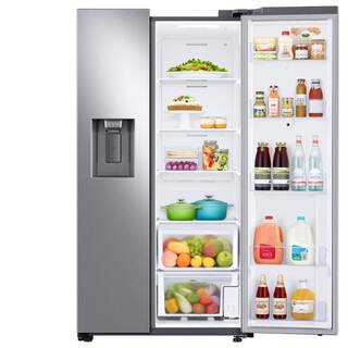  36 in. 26.7 cu. ft. Smart Side by Side Refrigerator with Family Hub in Stainless Steel Standard Depth RS27T5561SR