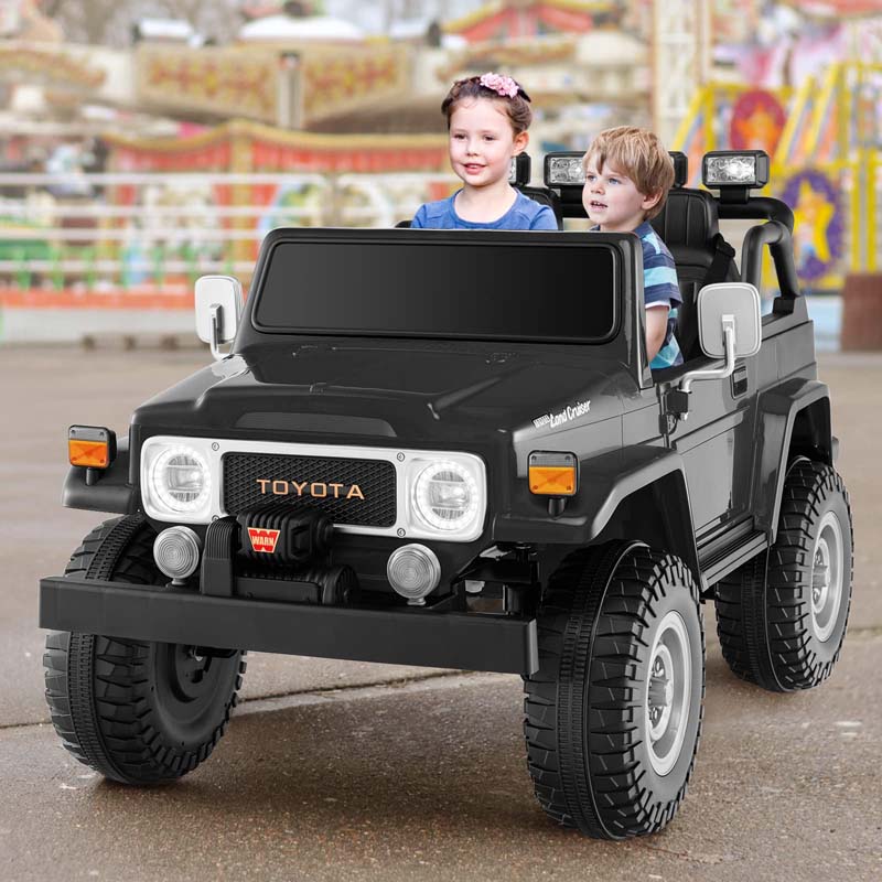 Licensed Toyota FJ40 2-Seater Kids Ride On Truck 12V Battery Powered Electric Riding Toy Car with Laser Lights