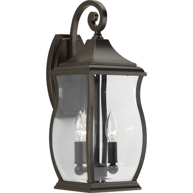 Progress Lighting Township 2 light Outdoor Wall Lantern In Oil Rubbed Bronze With Clear Beveled Glass Shade